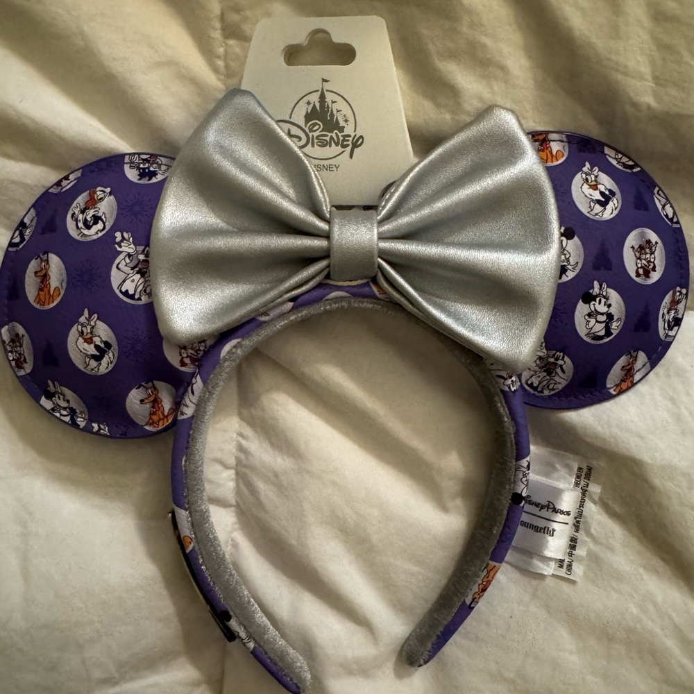 Disney Ears with Silver Bow
